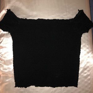 Black ruched off the shoulder crop top. Worn once.
